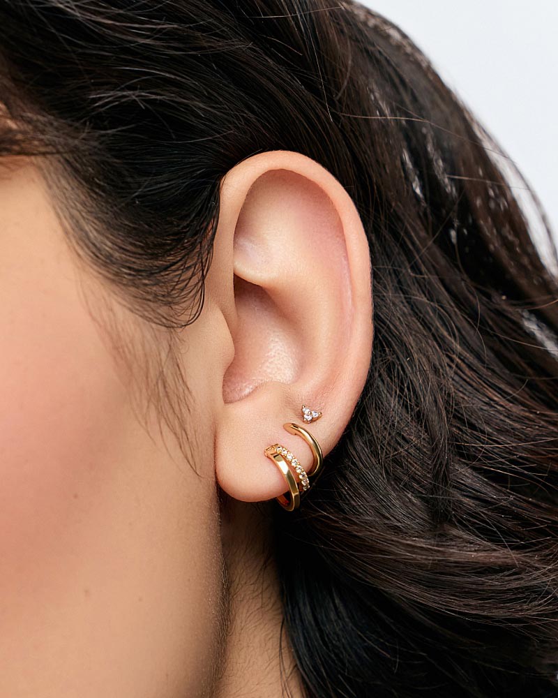 Get a double-pierced look minus the commitment with these dainty, little double hoop earrings.