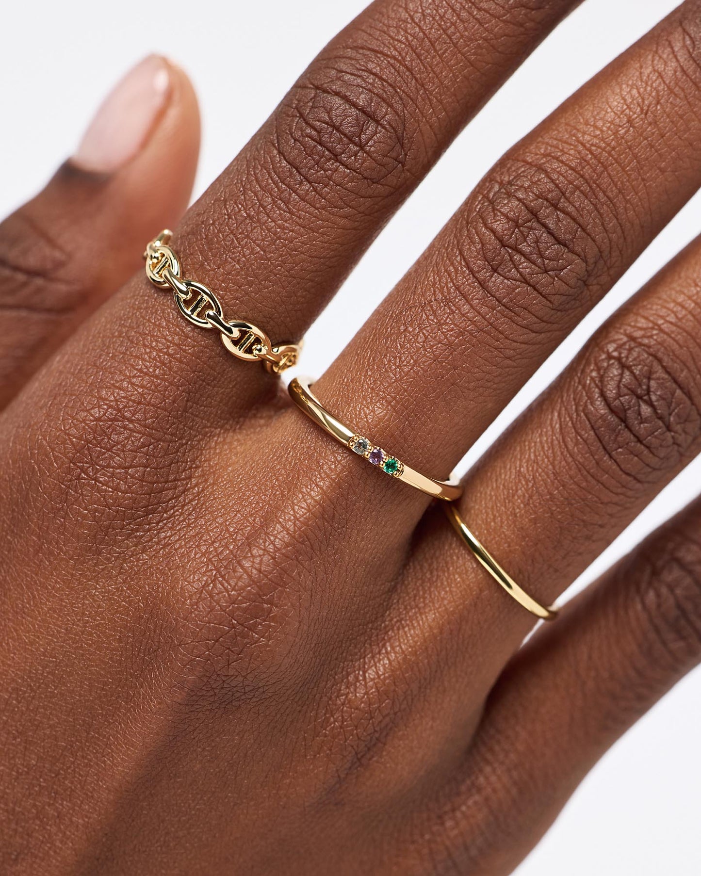 Solid Yellow Gold - 3 Stone Birthstone Ring | Ana Luisa Jewelry