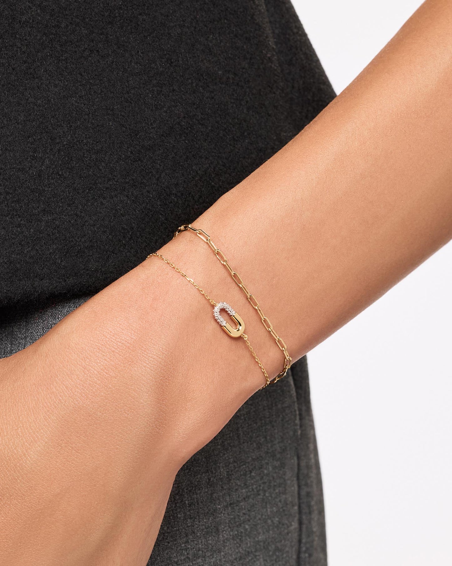 Gold Charm Bracelet - Blake Bracelet Micropave