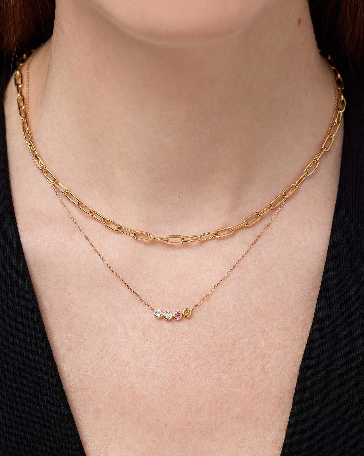 Solid Yellow Gold - 4 Stone Birthstone Necklace | Ana Luisa Jewelry