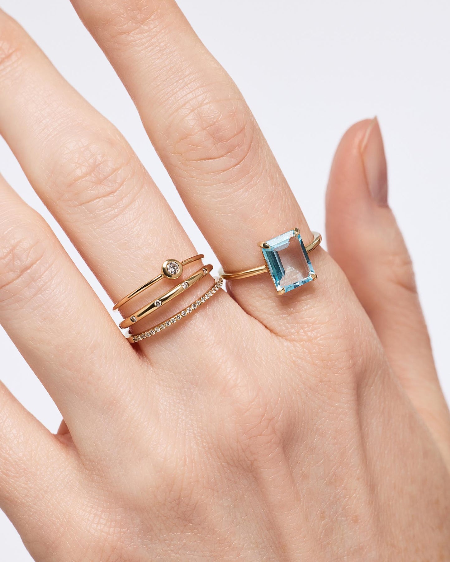 Solid Yellow Gold - Blue Topaz Spritz Ring | Ana Luisa Jewelry
