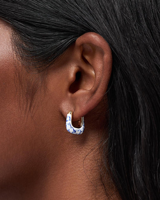 Hoop Earrings - Dakota Mini Marble Blue | Ana Luisa Jewelry