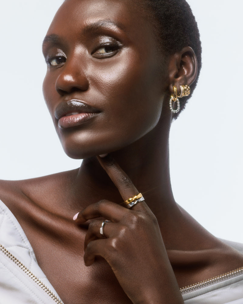 This gold band ring plated in 14k gold and featuring a super unique yet subtle detail, is the style twist you've been looking for, sure to elevate any look.