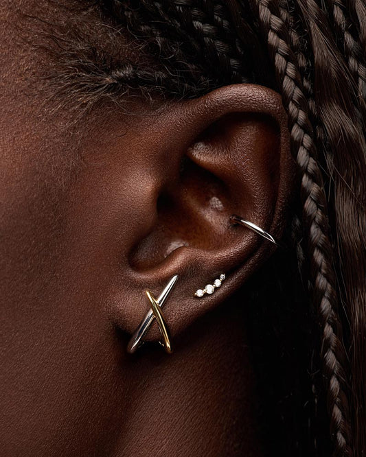Gold Stud Earrings - Sloane Two Tone