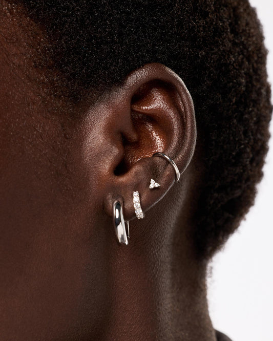 Silver Hoop Earrings - Giulia Medium Silver