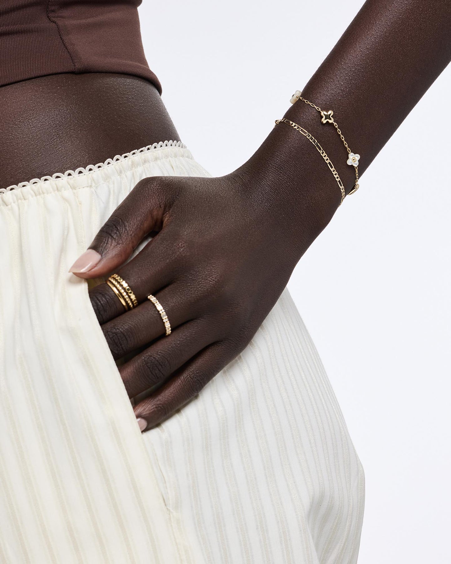Gold Charm Bracelet - Azura Bracelet Mother of Pearl | Ana Luisa Jewelry