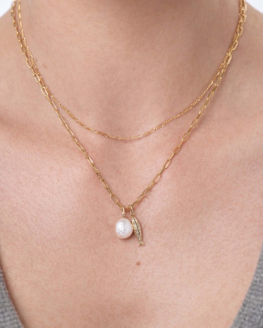 Solid Yellow Gold - Organic Pearl Charm | Ana Luisa Jewelry