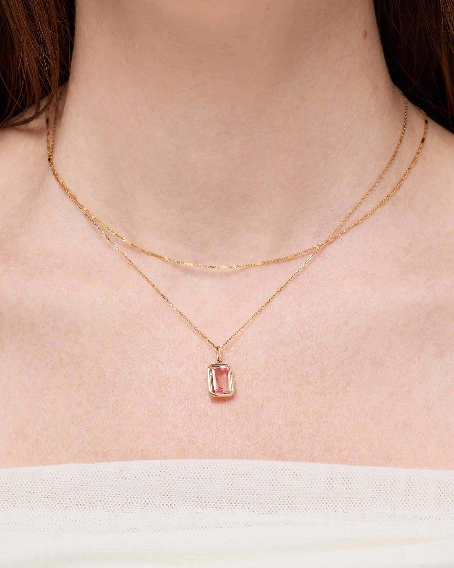Solid Yellow Gold - Light Pink Sapphire Spritz Necklace | Ana Luisa Jewelry