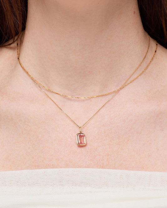 Solid Yellow Gold - Light Pink Sapphire Spritz Necklace | Ana Luisa Jewelry