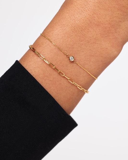 Solid Yellow Gold - Medium Paperclip Bracelet | Ana Luisa Jewelry