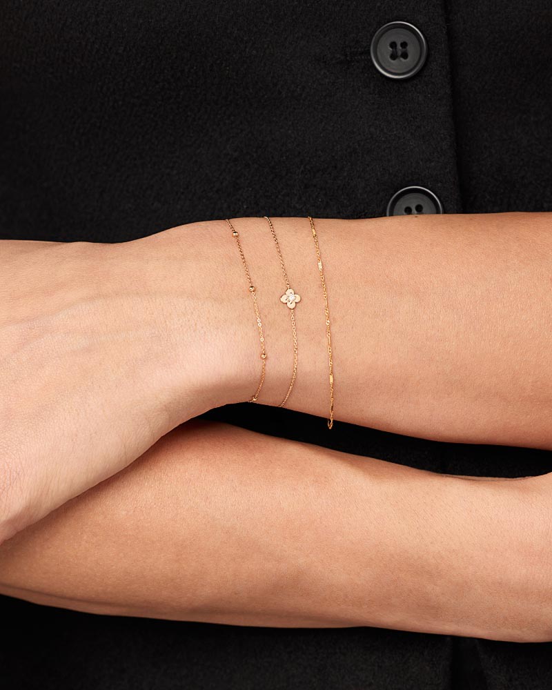 Solid Yellow Gold - Diamond Mini Flower Station Bracelet | Ana Luisa Jewelry