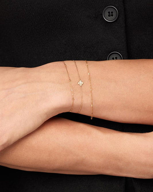 Solid Yellow Gold - Diamond Mini Flower Station Bracelet | Ana Luisa Jewelry