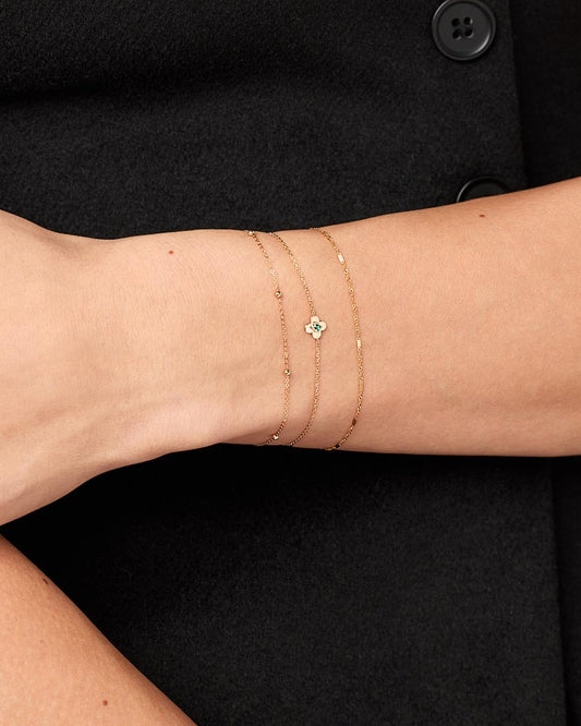 Solid Yellow Gold - Emerald Mini Flower Station Bracelet | Ana Luisa Jewelry