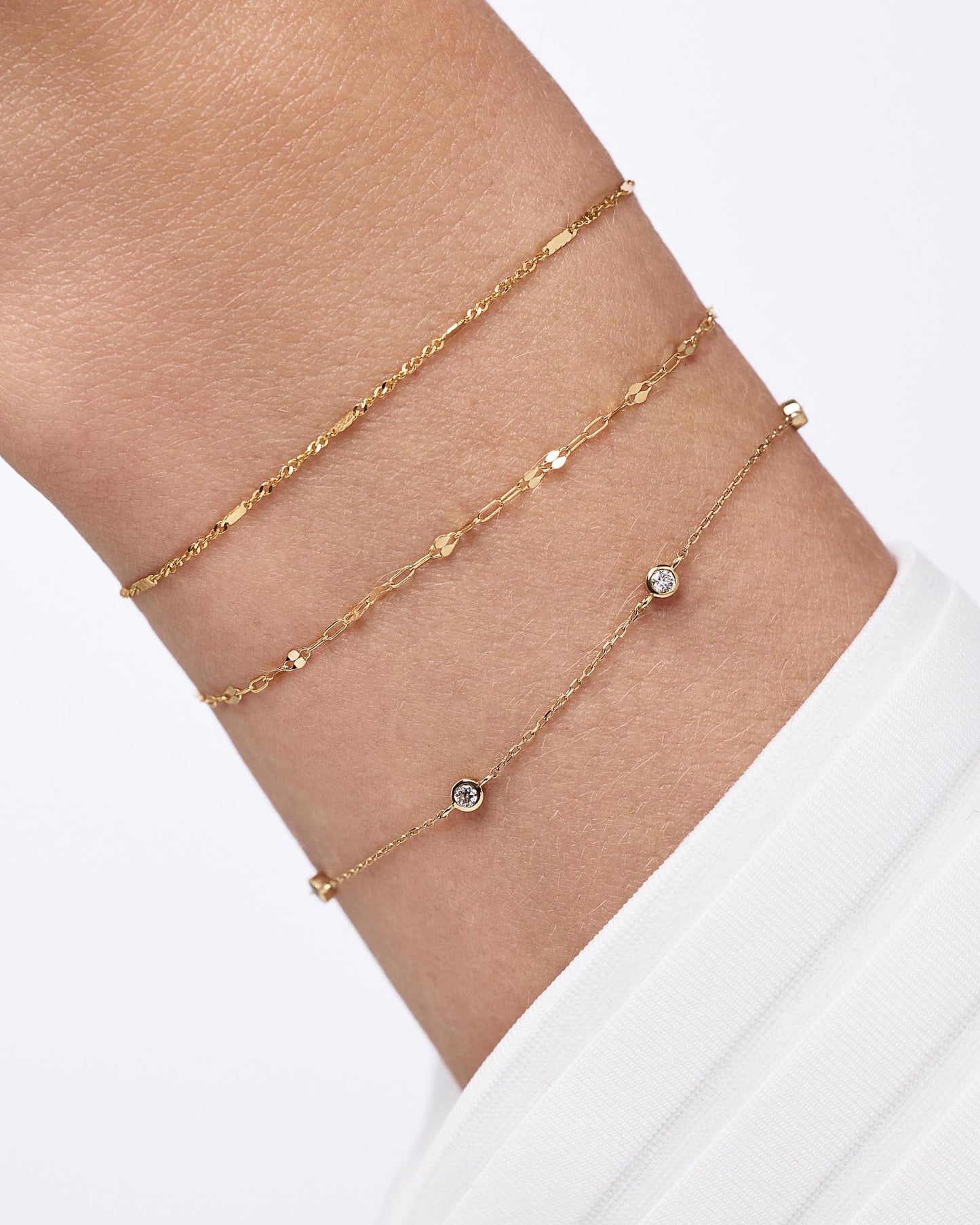 Solid Yellow Gold - Sparkle Link Chain Bracelet | Ana Luisa Jewelry