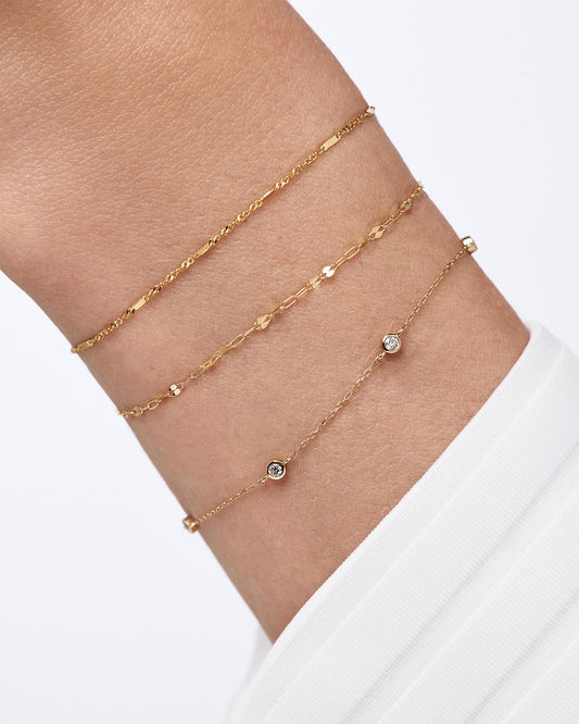 Solid Yellow Gold - Sparkle Link Chain Bracelet | Ana Luisa Jewelry