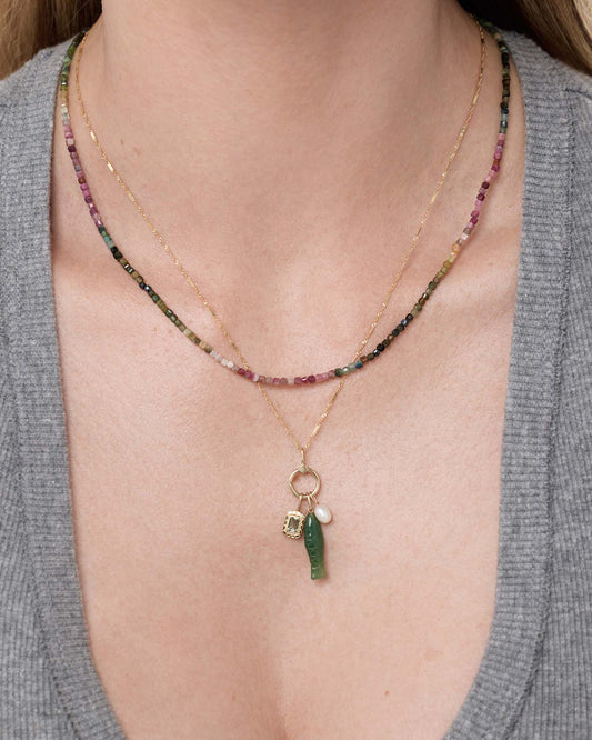 Solid Yellow Gold - Tourmaline Beaded Necklace | Ana Luisa Jewelry